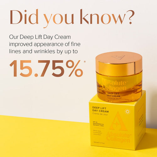 Deep Lift Collagen Day Cream container on top of a box